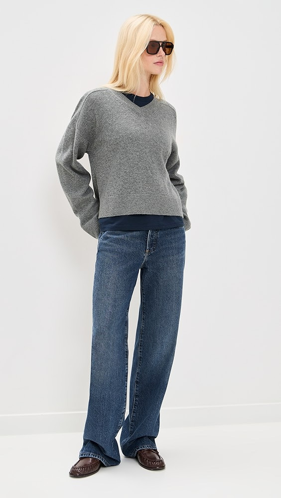 The Cashmere V-Neck in Heather Grey | Shopbop