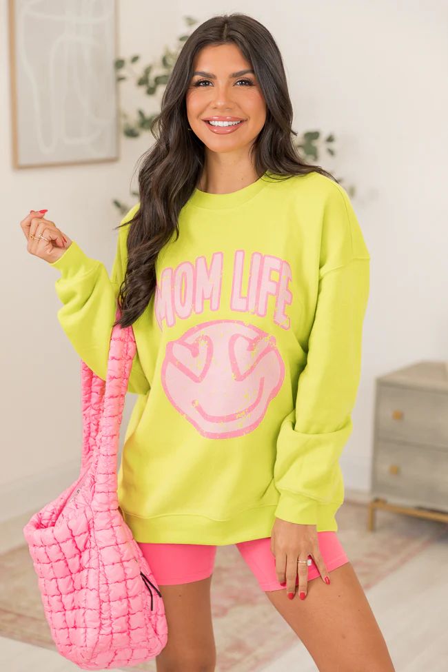 Mom Life Neon Oversized Graphic Sweatshirt | Pink Lily