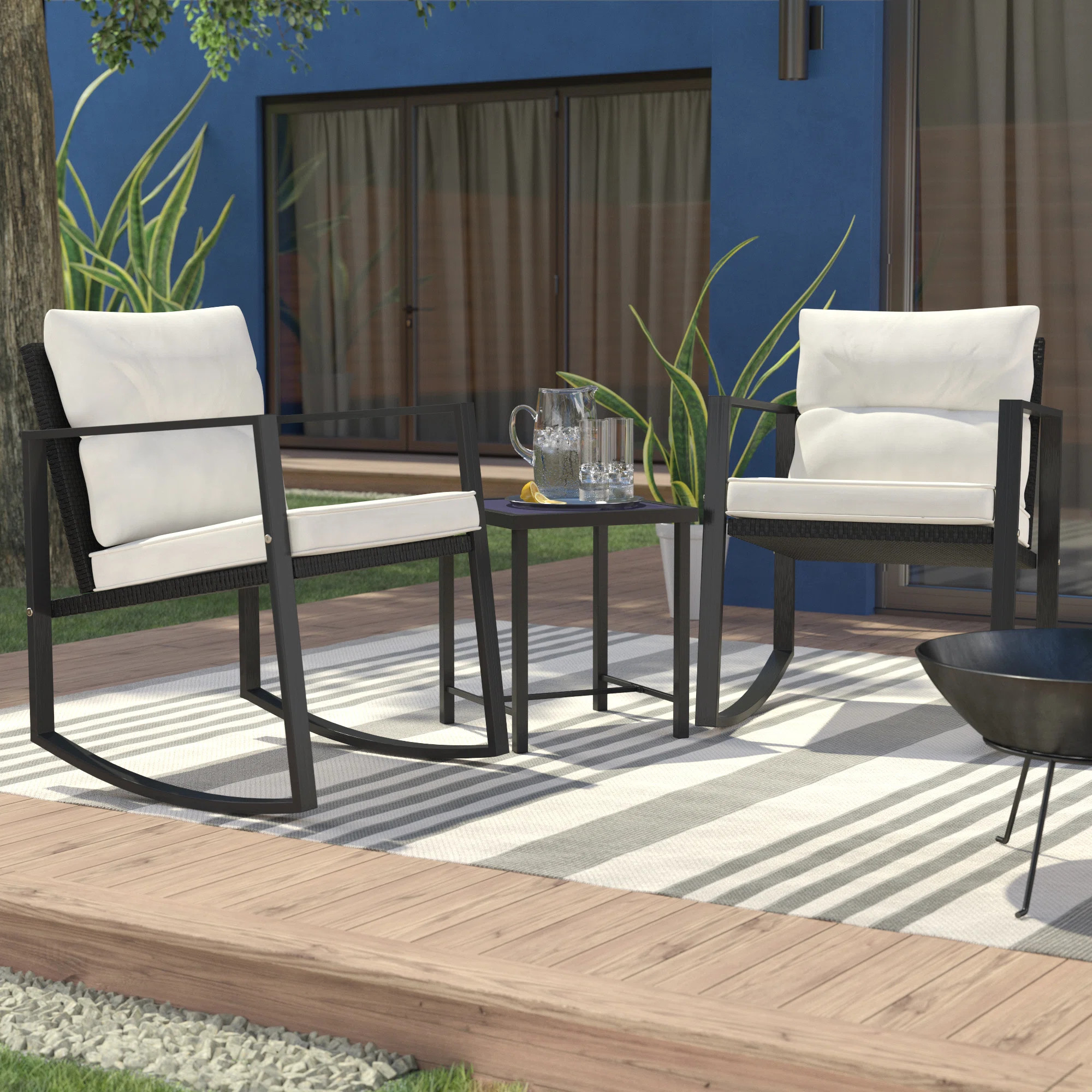 Wrought Studio Beauman Metal 2 - Person Rocking Seating Group with Cushions & Reviews | Wayfair | Wayfair North America