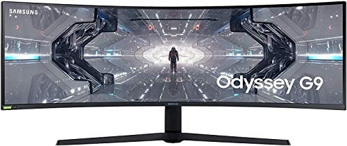 SAMSUNG 49” Odyssey G9 Gaming Monitor, 1000R Curved Screen, QLED, Dual QHD Display, 240Hz, NVIDIA G-SYNC and FreeSync Premium Pro, LC49G95TSSNXZA, Black | Amazon (US)