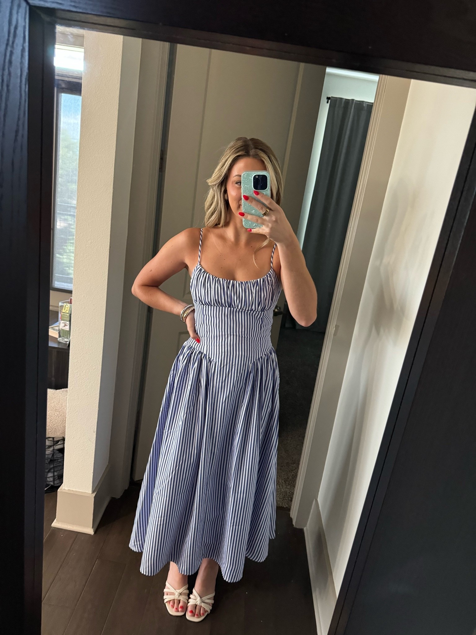 Striped blue midi dress 🩵