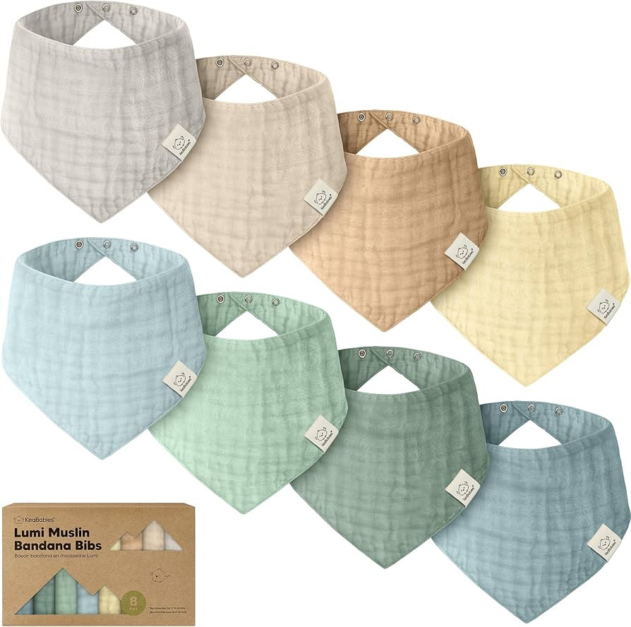 KeaBabies 8-Pack Muslin Baby Bibs for Boys, Girls - Muslin Bandana Drool Bibs for Baby Girl & Boy... | Amazon (US)