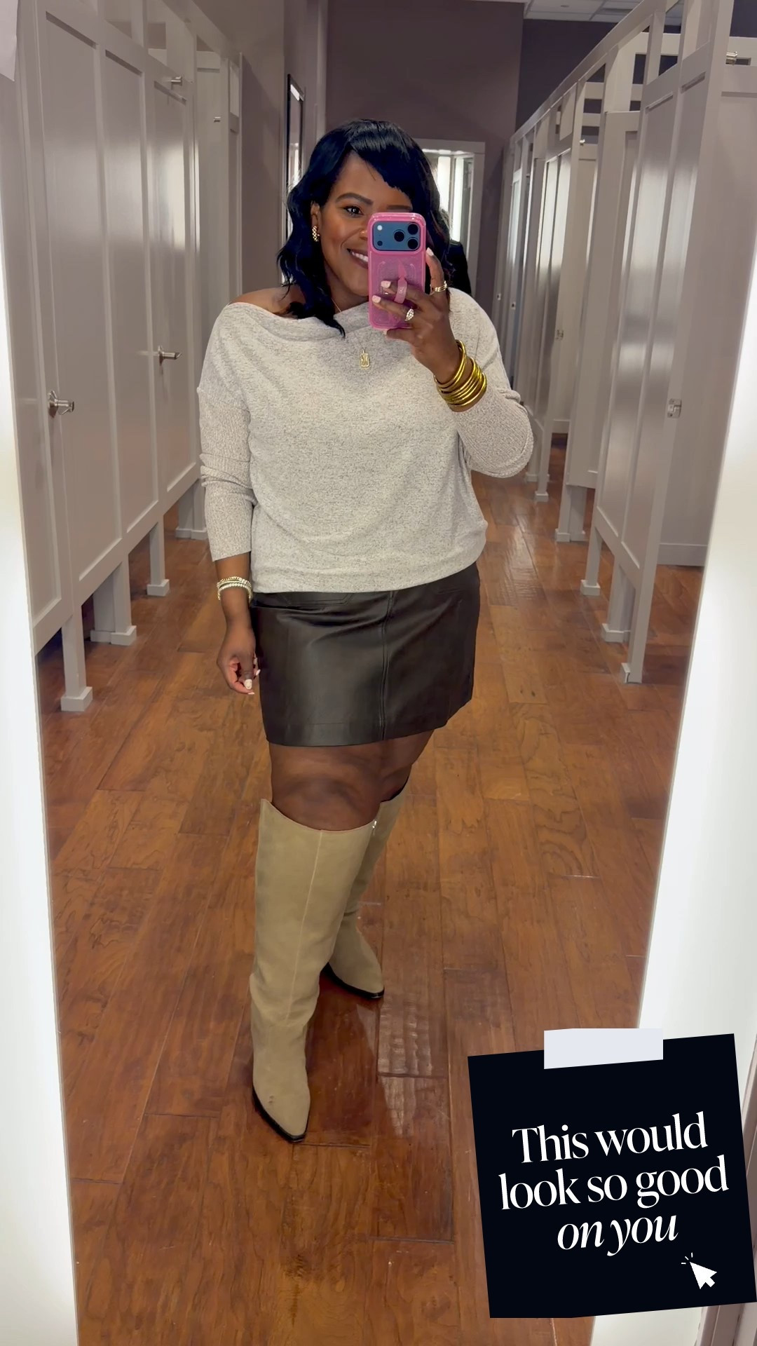 Love this faux leather distressed mini skirt with the off shoulder super soft sweater from LOFT. Wearing size 14 in skirt and large in sweater. 

#LTKPetite #LTKMidsize #LTKSaleAlert