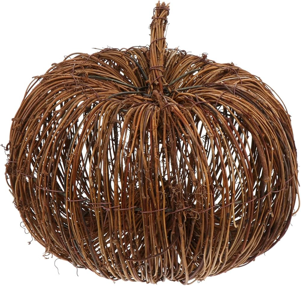 Wicker Pumpkin Decor, Grapevine Pumpkin Natural Halloween Fall Rattan Pumpkin Decor Fake Pumpkin ... | Amazon (US)