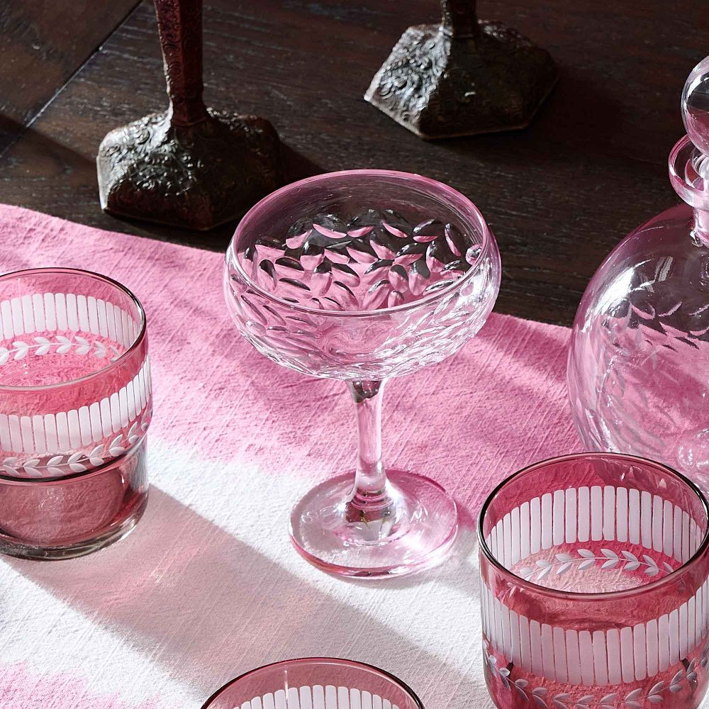 Hand-Cut Coupe Glass, Set of 4 | GreenRow