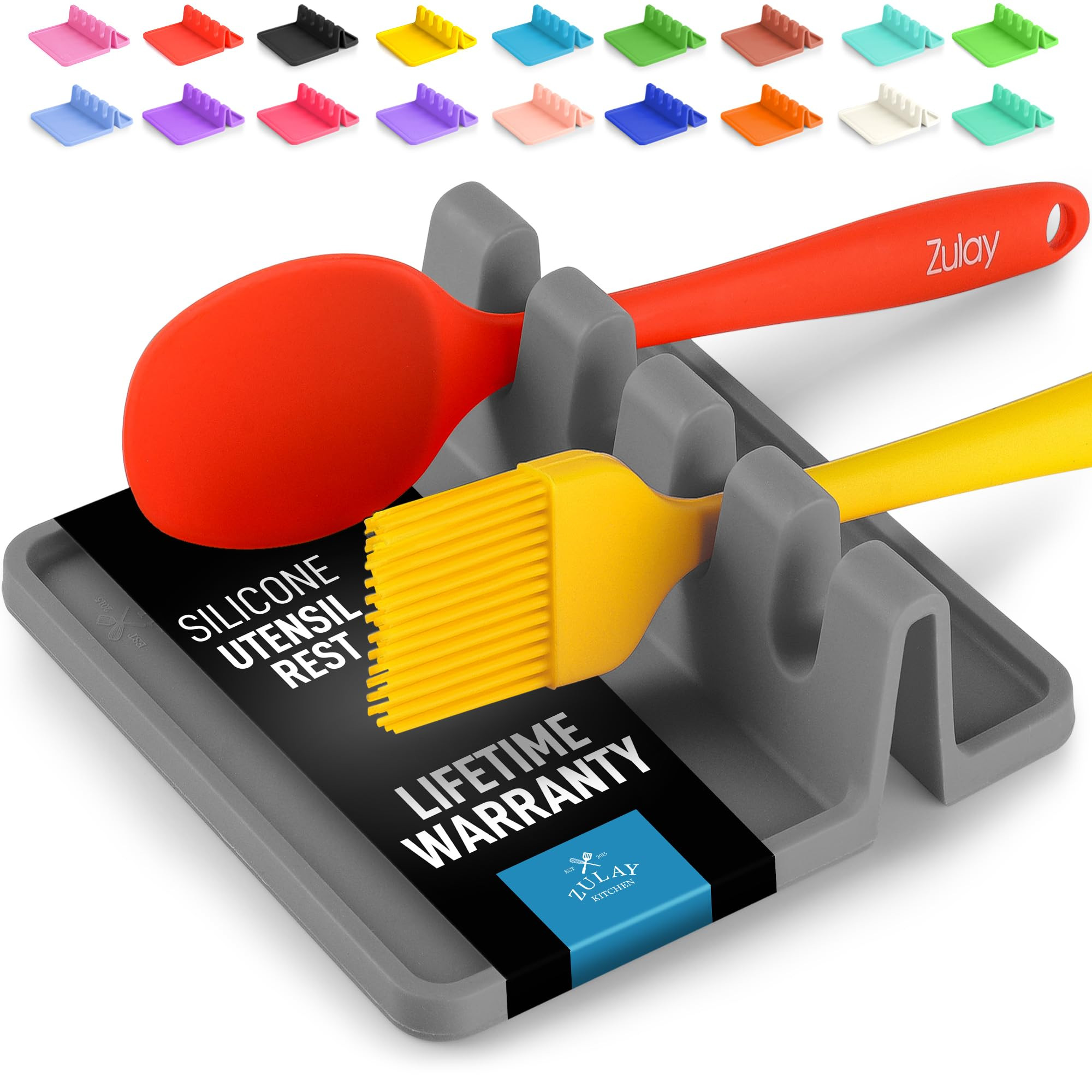 Zulay Kitchen Spoon Rest for Multiple Utensils High Heat-Resistant Silicone Drip Pad, BPA-Free Sp... | Amazon (US)