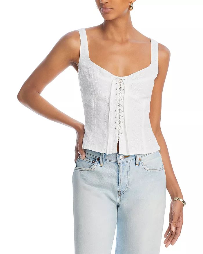 Eyelet Lace Up Sleeveless Top | Bloomingdale's (US)