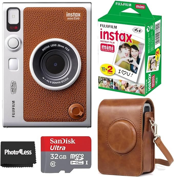 Fujifilm Instax Mini EVO Hybrid Brown Instant Camera | Fuji Instax Mini Twin Pack Instant Film | ... | Amazon (US)
