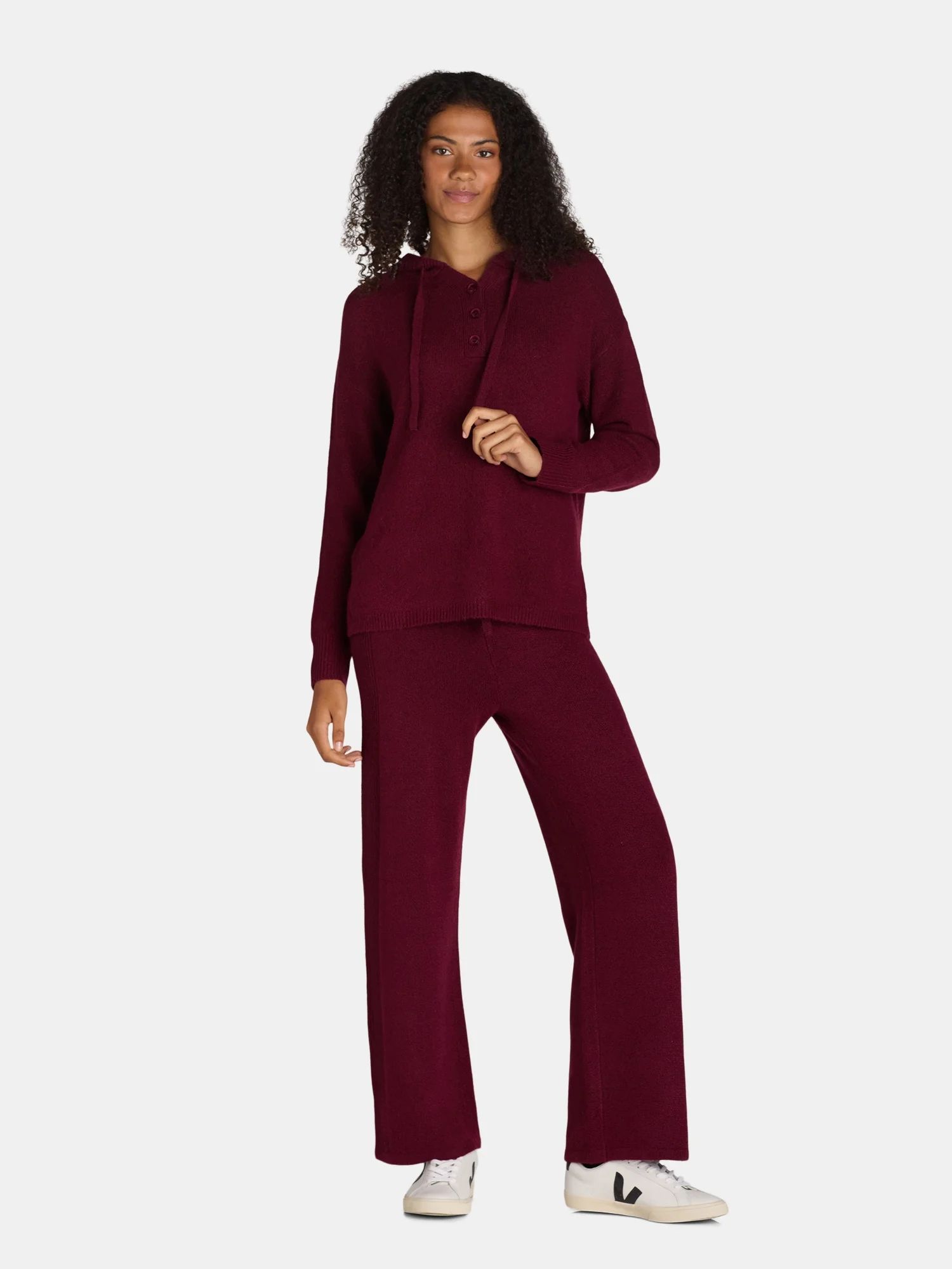 Time and Tru Women's Sweater Hoodie and Pants Set, 2-Piece, Sizes XS-XXXL | Walmart (US)