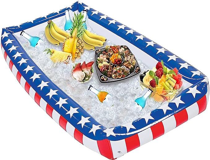 Patriotic Inflatable Serving Bar Ice Buffet Cooler Salad Serving Trays - 4th of July Party Suppli... | Amazon (US)
