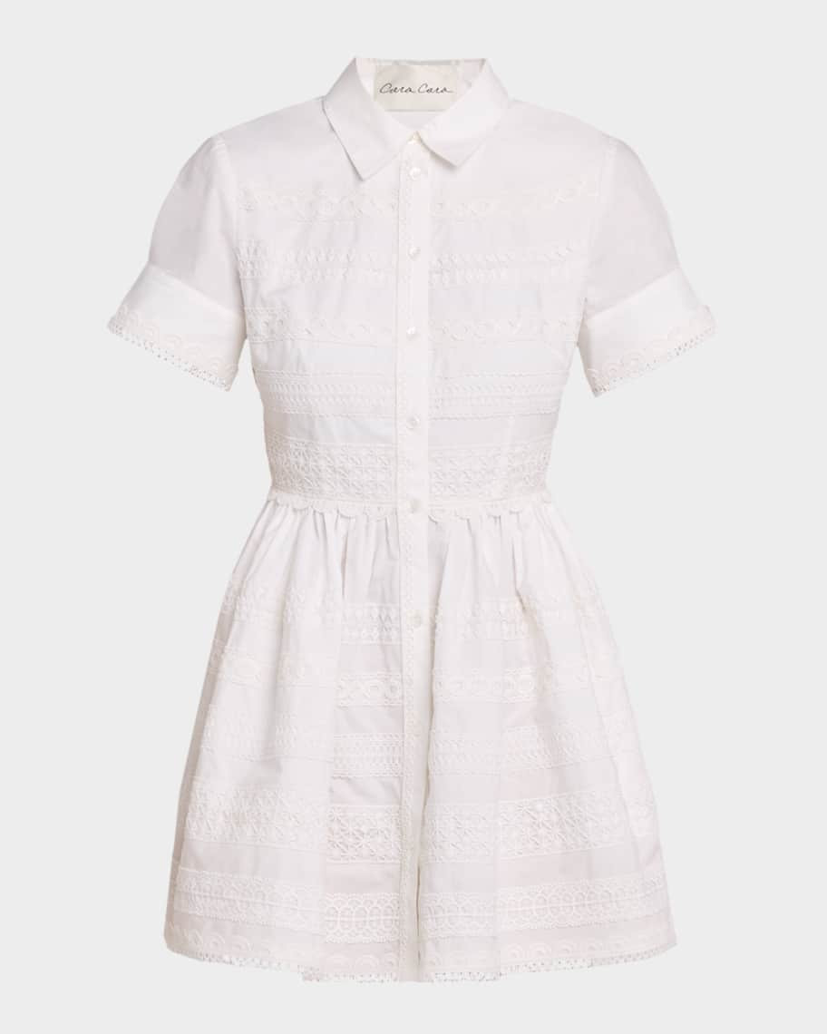 Cara Cara Kai Lace Cotton Mini Shirtdress | Neiman Marcus