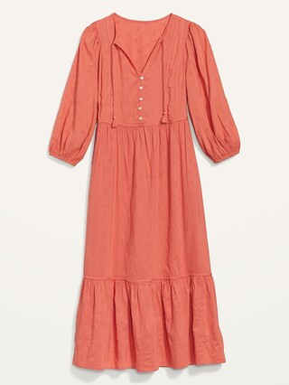 Tie-Neck 3/4-Sleeve All-Day Maxi Swing Dress for Women | Old Navy (US)