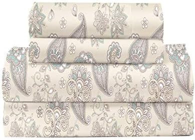 Feather & Stitch 300 Thread Count 100% Cotton Percale Weave Bed Sheets + 2 Pillowcases, Fits Mattres | Amazon (US)