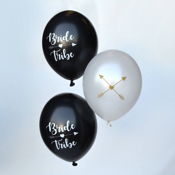 Bride Tribe Hen Party Balloons - Hen Night Balloons - Black White and Gold Hen Night - Classy Hen... | Etsy (US)