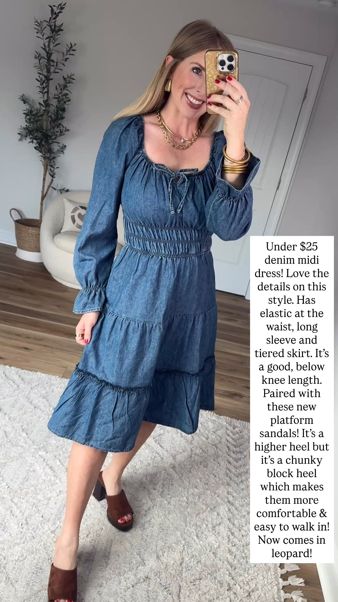 Denim midi dress from Walmart

#LTKootd