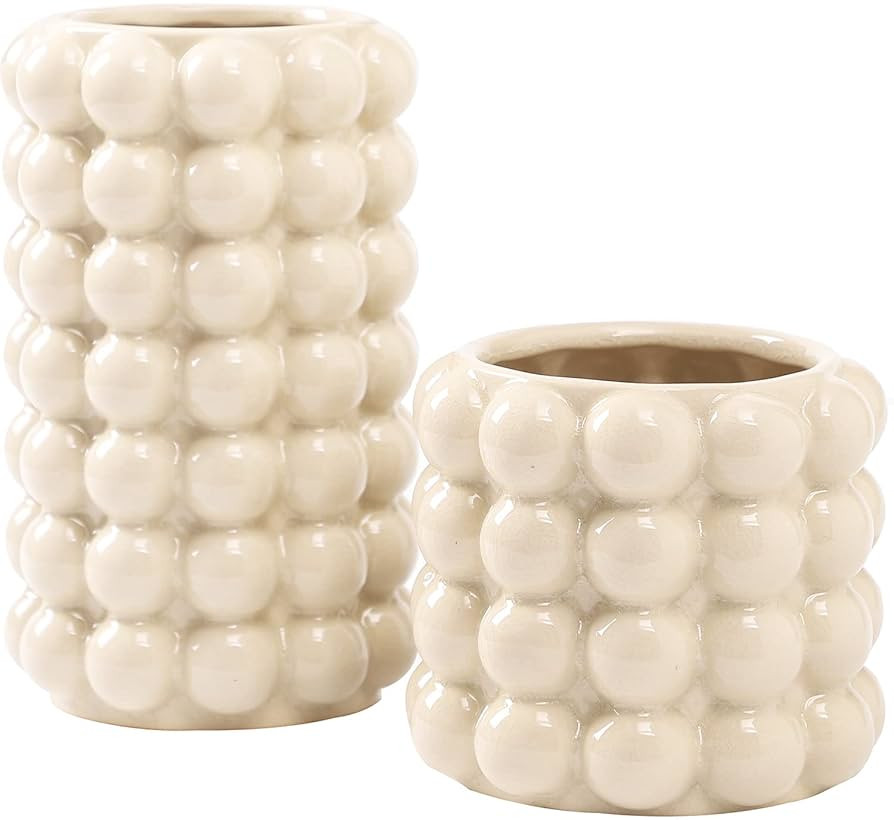 Bubble Vases, Set of 2 Ceramic Vase for Flowers, Boho Ceramic Flower Vases for Decor, Tall Bubble... | Amazon (US)