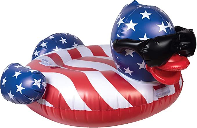 GAME 51418-BB Derby Duck Stars & Stripes, Large, Holds Up to 250 Pounds Pool Float, Multi | Amazon (US)