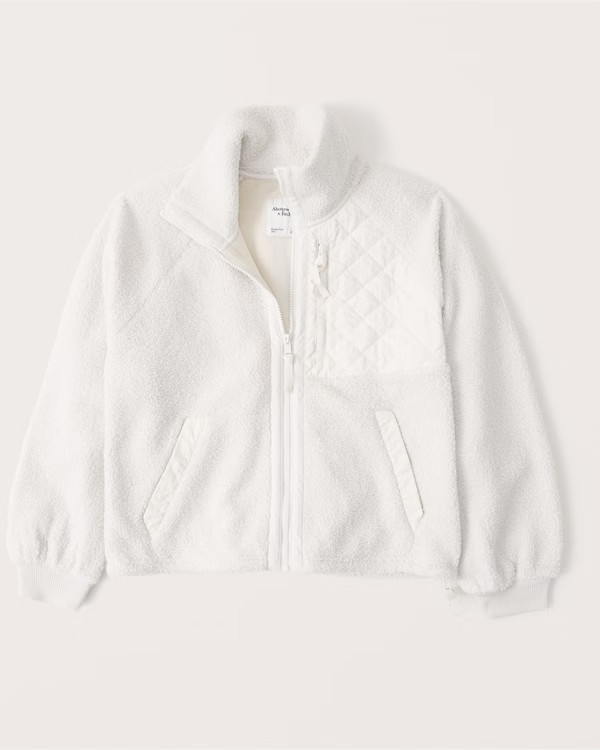 Cinched Sherpa Full-Zip Jacket | Abercrombie & Fitch (US)