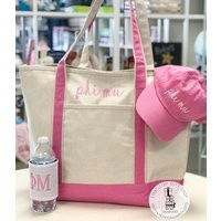 Personalized Sorority Gift Set Greek Canvas Zipper Boat Tote Monogrammed Bags, Gifts Bid | Etsy (US)