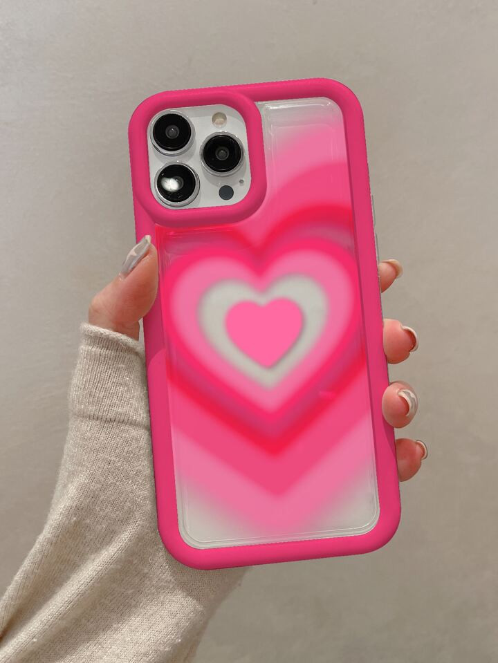 1pc Big Hole Heart Pattern Printed Transparent Protective Case, Anti-drop Shockproof Casing Compa... | SHEIN