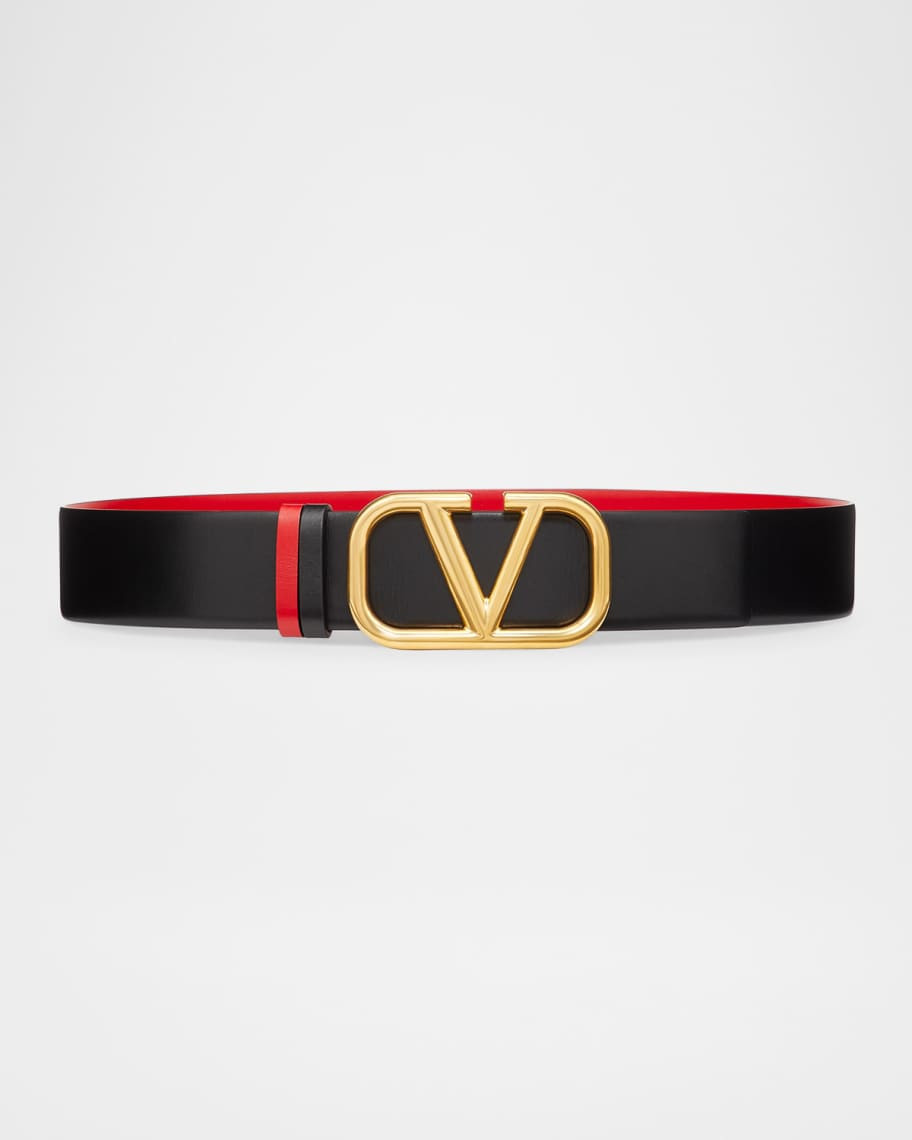 Valentino Garavani VLogo Signature Reversible Leather Belt, 40mm | Neiman Marcus
