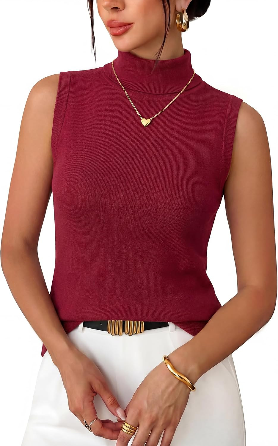 Arach&Cloz Women's Wool Blend Slim Fit Turtleneck Fall Casual Tank Tops | Amazon (US)