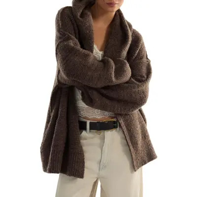 Free People Thistle Hooded Cardigan in Fudge Combo at Nordstrom, Size X-Large | Nordstrom