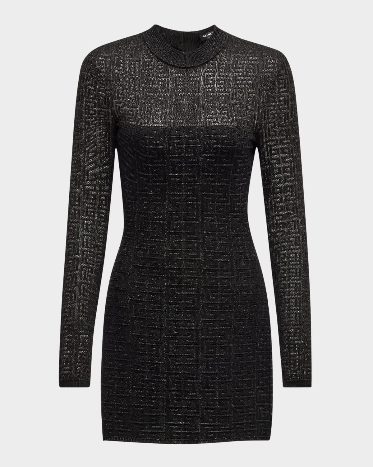 Monogram Print Glitter Knit Mini Dress | Neiman Marcus