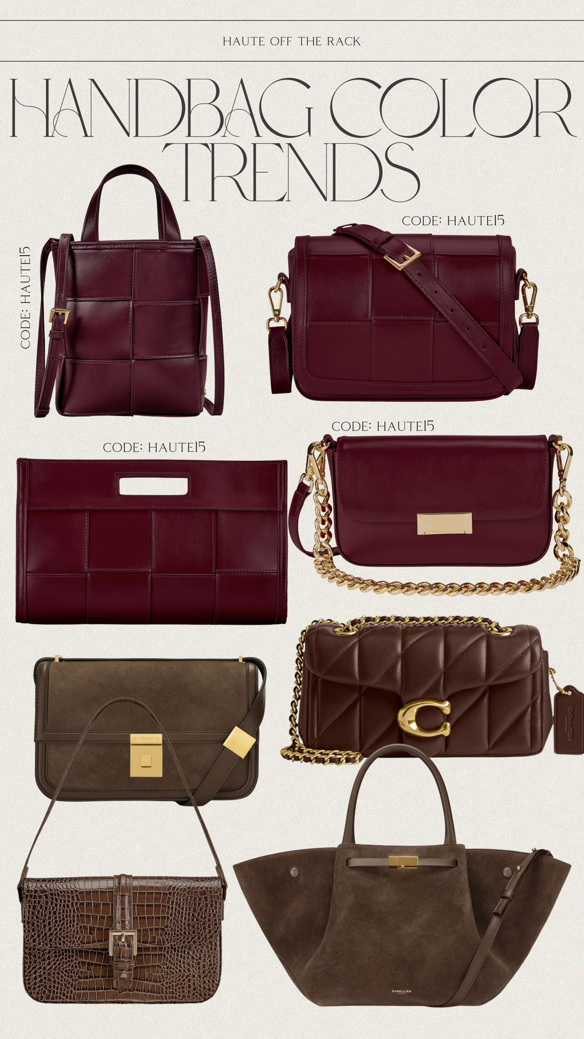 Handbags for fall color trends! Love adding chocolate brown and a deep wine to warm up your outfit!

Use code: HAUTE20 on my Brooklyn bucket and Beck sling bag!

Use code: HAUTE15 for 15% off Gigi New York bags!

#giginewyork #bucketbag #beltbag #slingbag #handbag #brownhandbag #redbag #coach

#LTKSaleAlert #LTKGiftGuide #LTKItBag