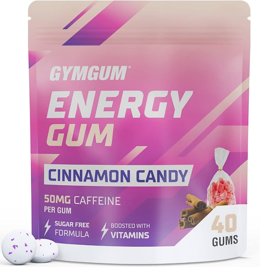 GYMGUM Energy Caffeine Gum | 50mg Caffeine per gum + Vitamin C + B Vitamin Complex | Caffeinated ... | Amazon (US)