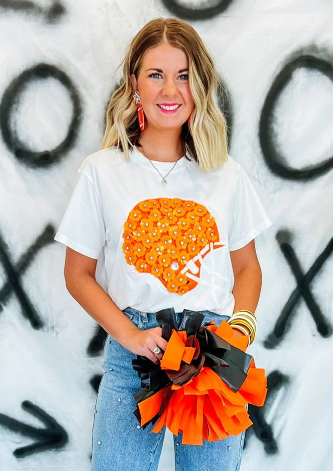 Flower Helmet Tee - Orange/White | Southern Roots