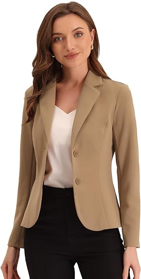 Allegra K Women's Work Office Blazer Stretch Lapel Collar Long Sleeve Jacket Suit Blazer | Amazon (US)