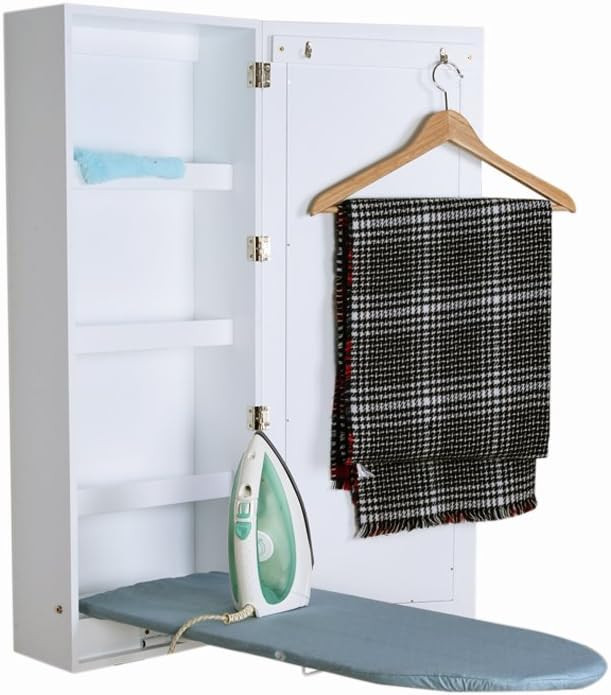 Facilehome Ironing Board Cabinet Wall Mounted Storage Cabinet Foldable with Mirror,White | Amazon (US)