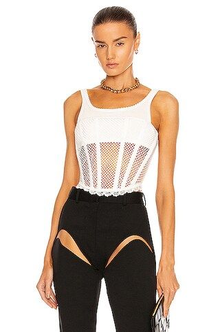 Dion Lee Net Lace Suspended Corset in Ivory | FWRD | FWRD 