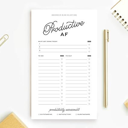 Productive AF Funny To Do List Notepad, Notes, To-Do’s, To-Buy, Priorities Memo Pad for shoppin... | Amazon (US)