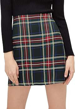 MakeMeChic Women's Plaid Skirt High Waisted Bodycon Pencil Mini Skirt | Amazon (US)