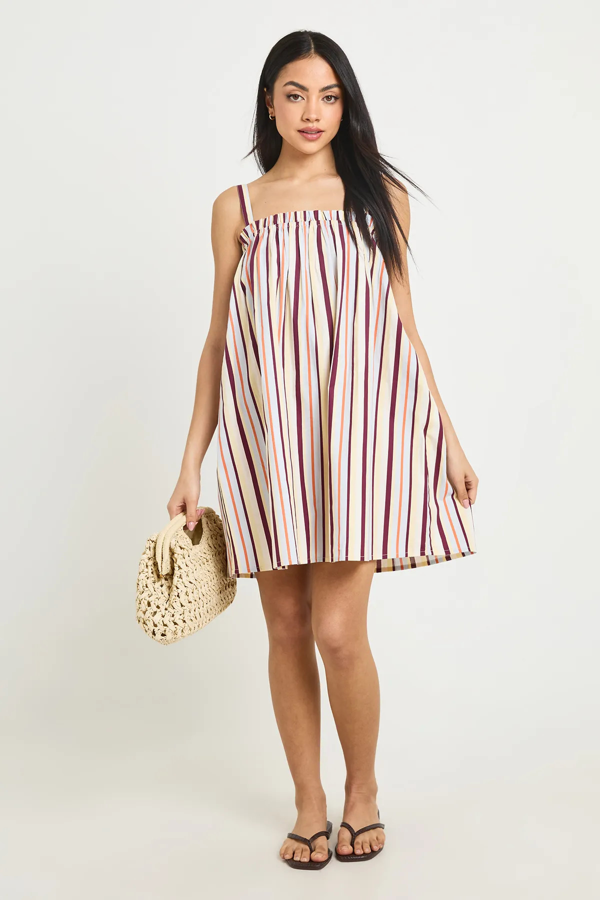 Baby Blue Cotton Poplin Stripe Swing Dress | Boohoo | Boohoo.com (UK & IE)