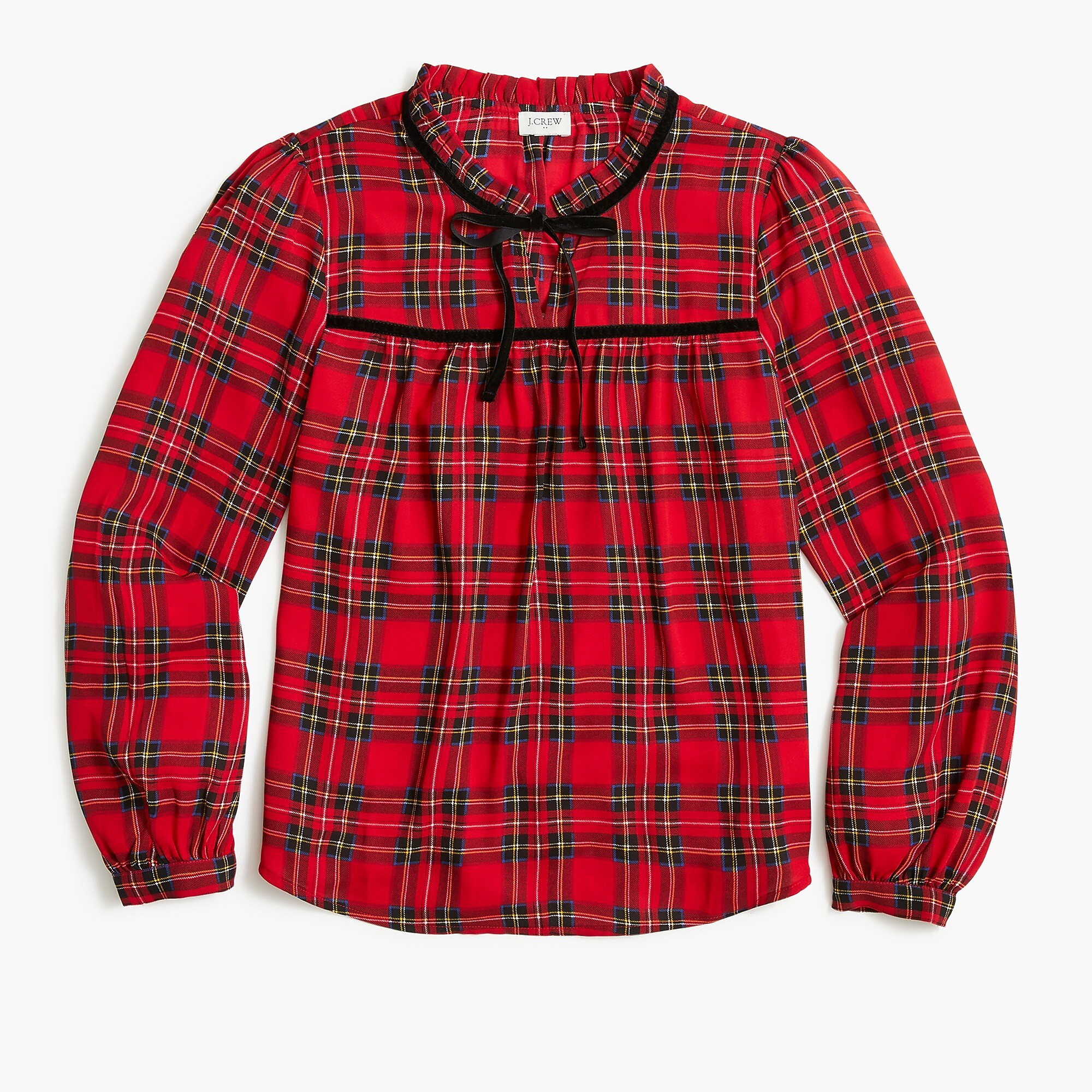 Velvet tie-neck top | J.Crew Factory