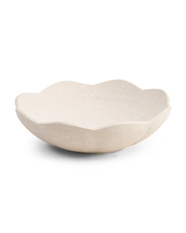 Travertine Scalloped Fruit And Nut Bowl | TJ Maxx