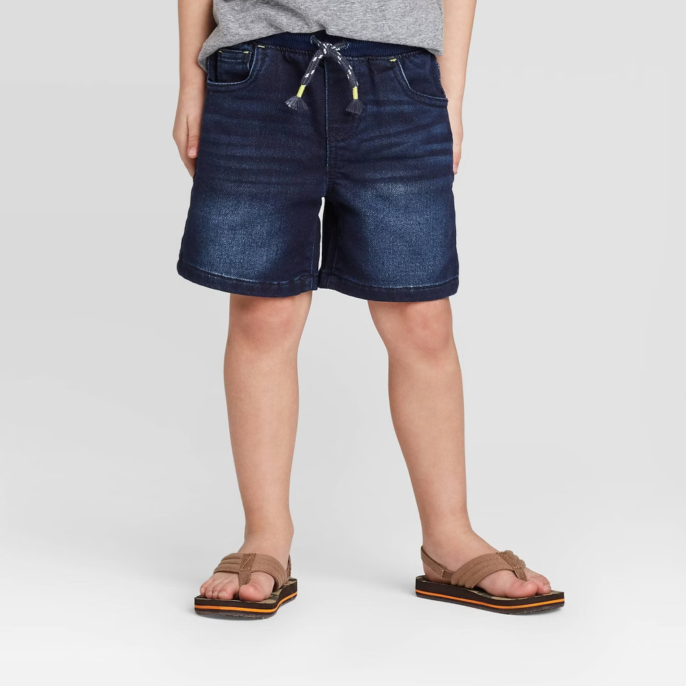 Toddler Boys' Waist Jean Shorts - Cat & Jack Dark Wash 4T, Dark Blue | Target