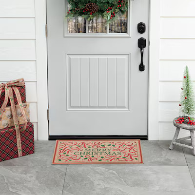 Holiday Living 18-in x 30-in Merry Christmas Non-Slip Grip Outdoor Winter Door Mat | Lowe's