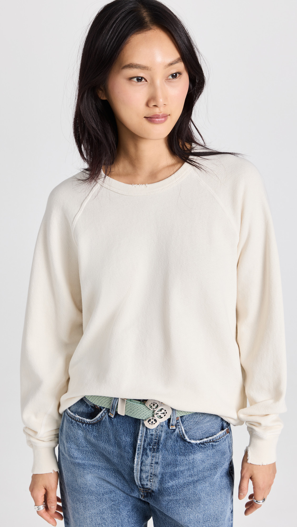 THE GREAT. The College Sweatshirt Washed White 1 | Shopbop