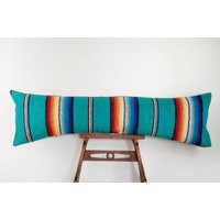 Teal Extra Long Lumbar Pillow Cover, Choose Main Color, Mexican Blanket Design Blanket, Bohemian Pil | Etsy (US)