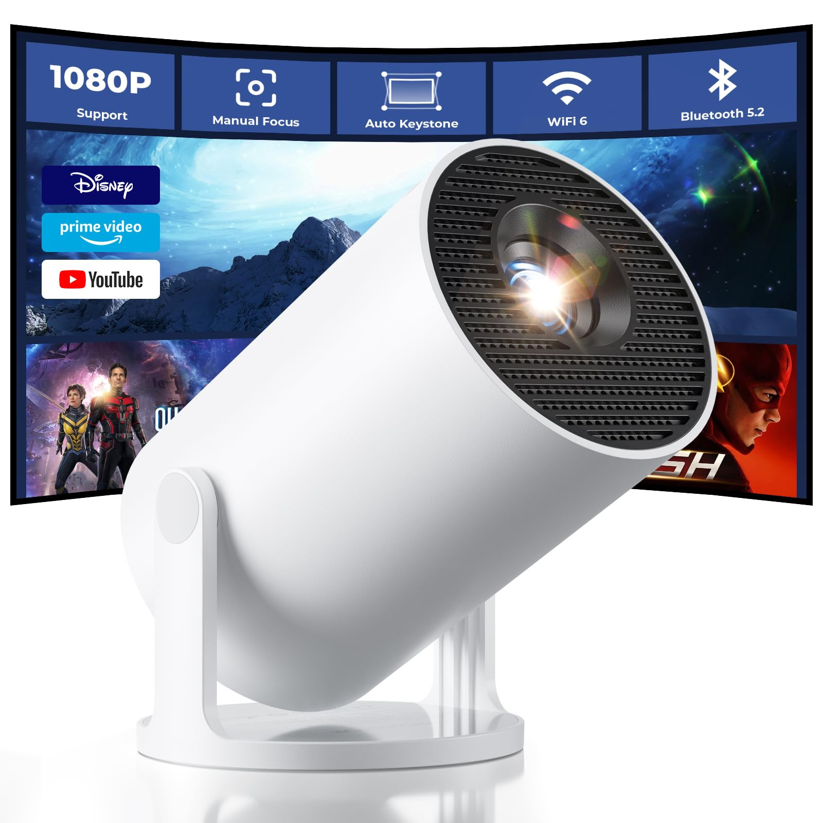 CLOKOWE Mini Projector with WiFi and Bluetooth, Built-in Apps, Smart Portable Projector with 180... | Amazon (US)