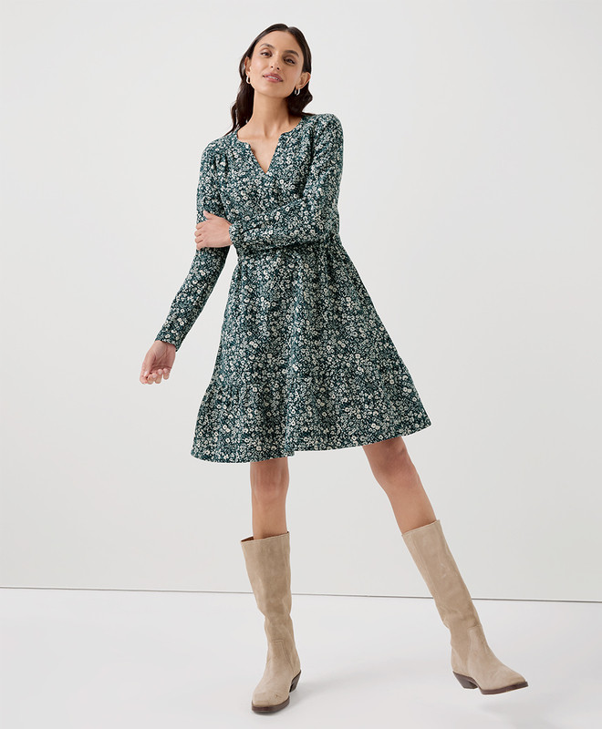 Women’s Cafe Crepe Tiered Dress made with Organic Cotton | Pact | Pact Apparel