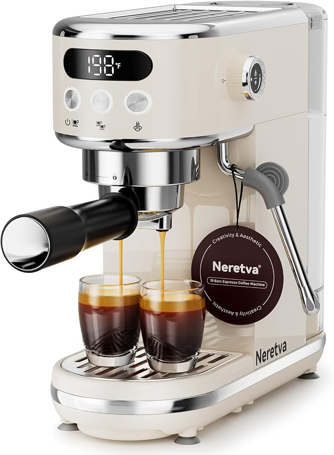 Neretva Espresso Machine 20 Bar Super Compact Espresso Coffee Machine-Beige | Professional Stainl... | Amazon (US)