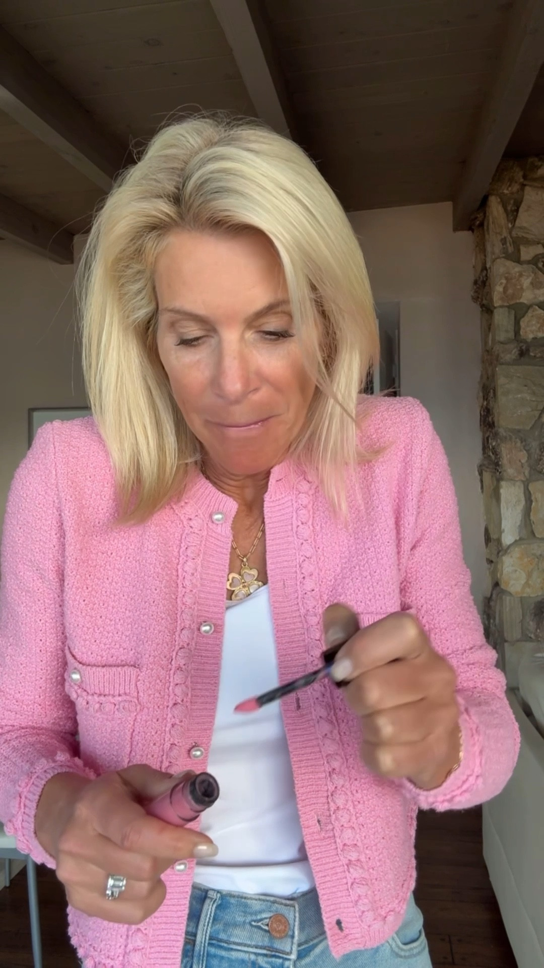 OOTN!  Just hot this adorable new pink cardigan from Benaar   Clsssic baby pink cardigan that’s great with jeans or a skirt. Stay tuned for that! 

#LTKootd #LTKOver40