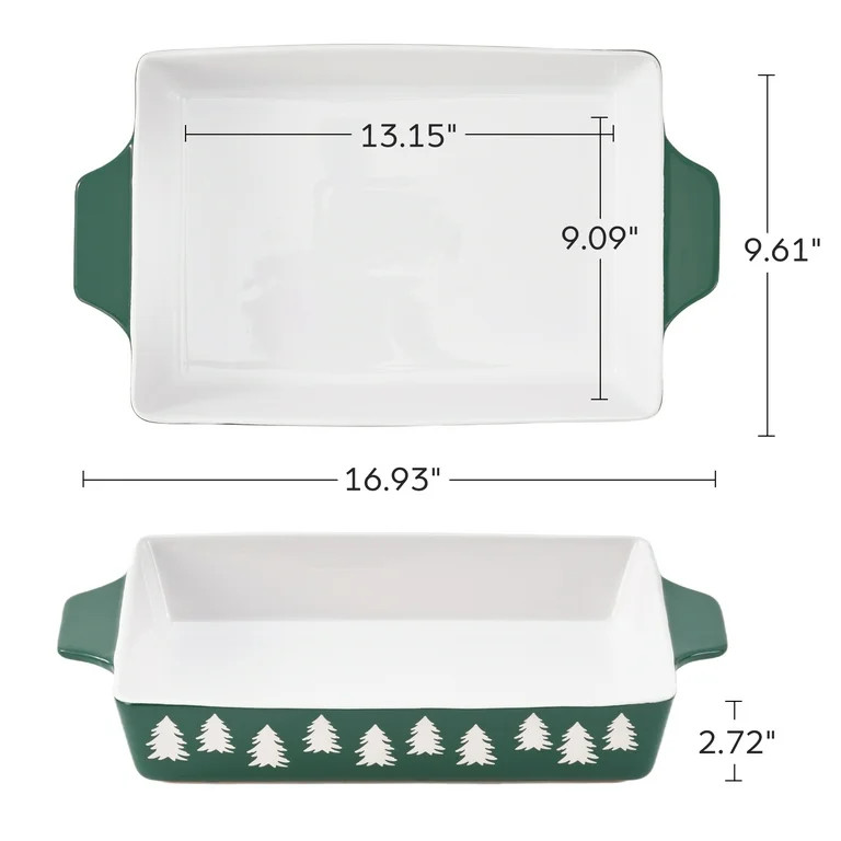 Holiday Time 9" x 13" Tree Glazed Stoneware Bake & Serve Dish, Bakeware | Walmart (US)