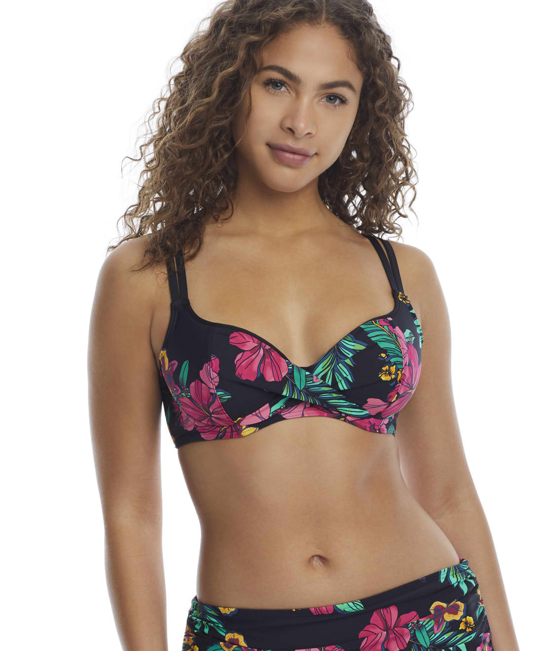 Polynesian Floral Wrap Bikini Top | Bare Necessities