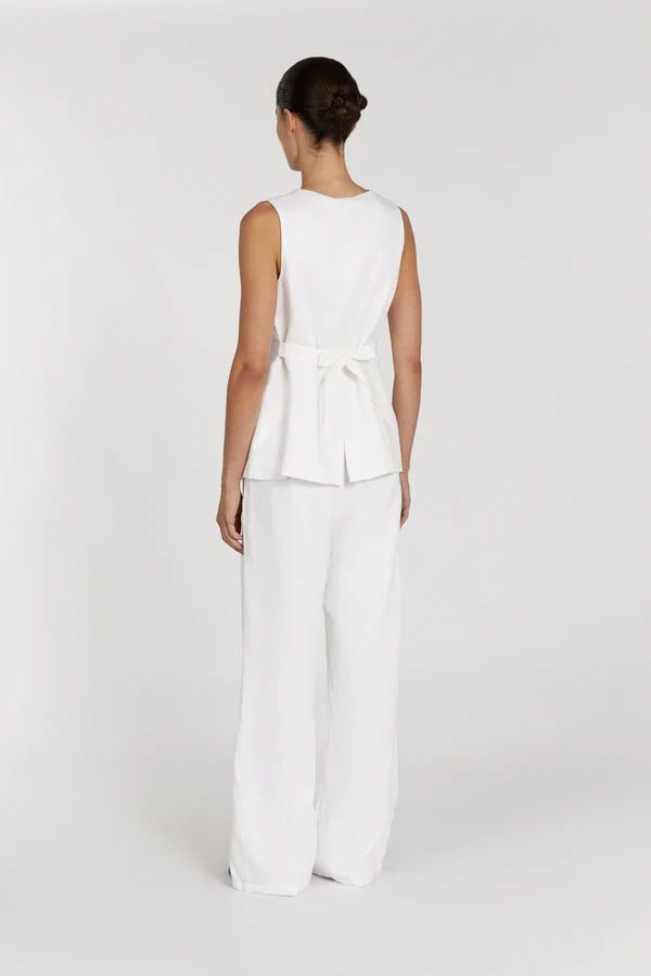 ALESSIA WHITE LINEN  VEST | DISSH